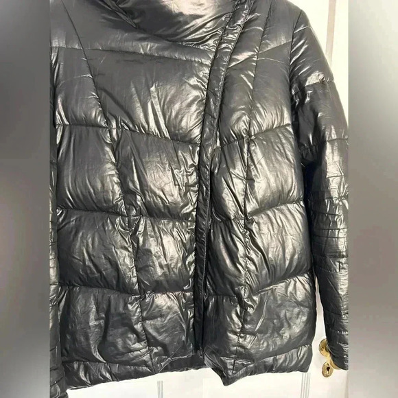 Donna Karan Black Down Puffer with Large  Collar/Hood Neckline M/L - Picture 7 of 16